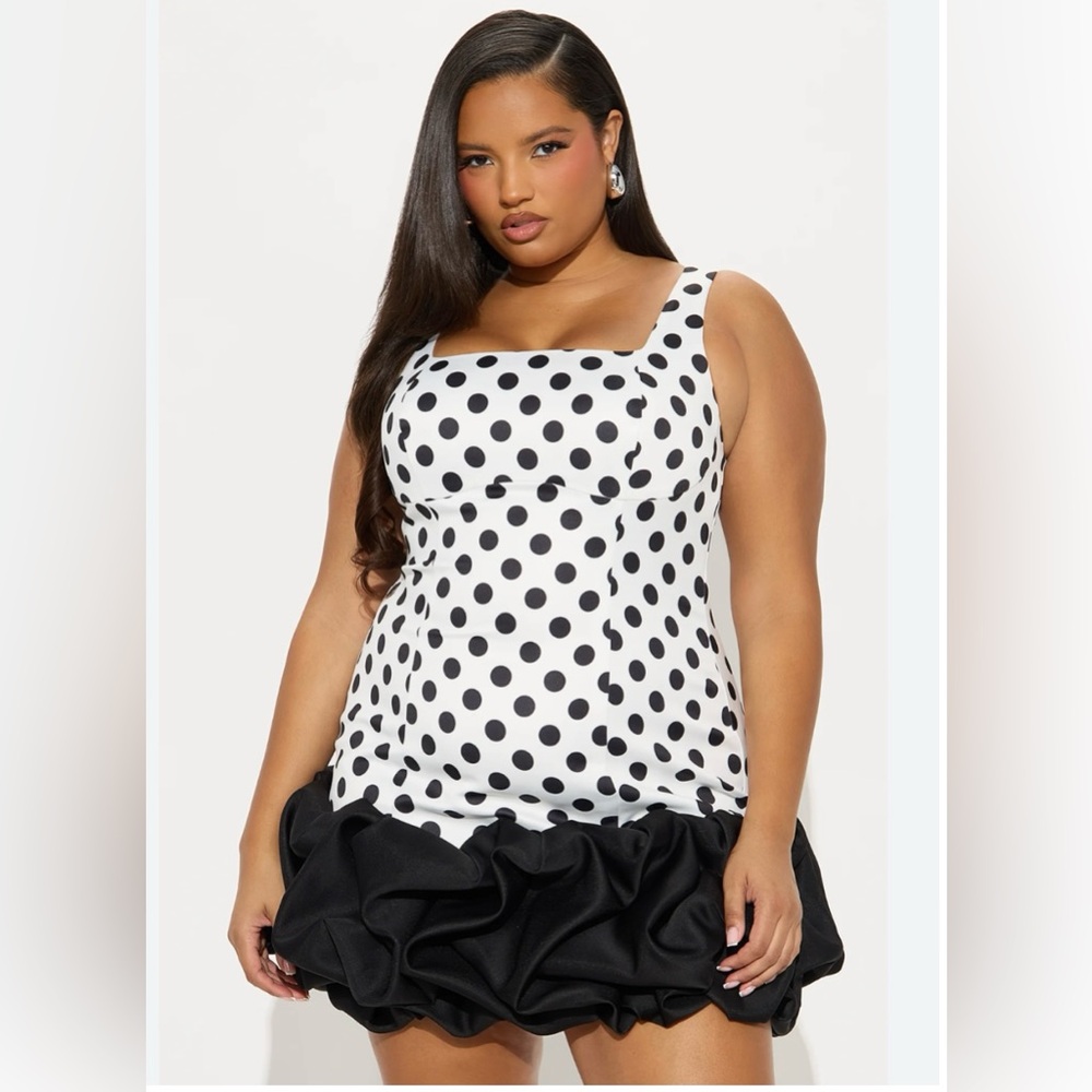 fasion nova sienna satin polka dot mini sexy pin up dress NWT bloggers fav